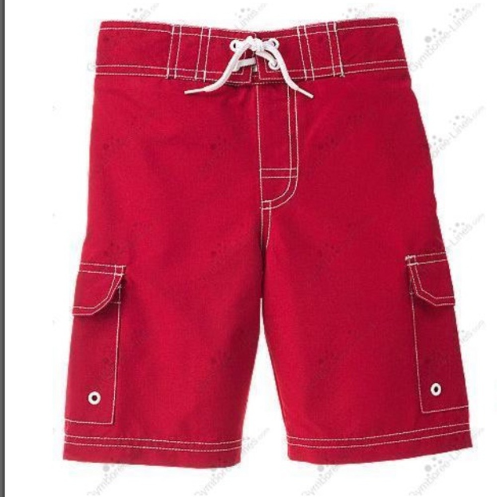 NWT Gymboree Eastern Seaboard Red Cargo Swim Trunks Board Shorts Size 4